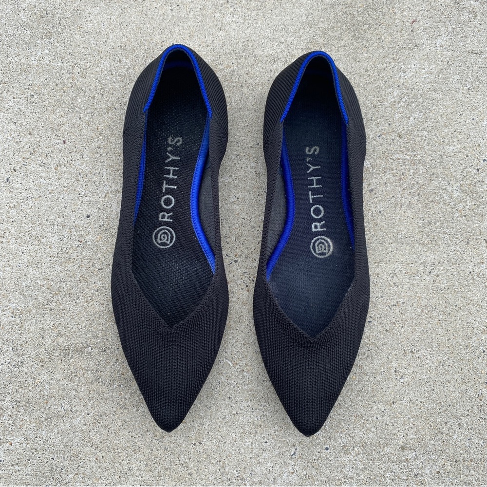 Rothy’s Black The Point Knit Ballet Flats size 6.5 - Picture 1 of 11